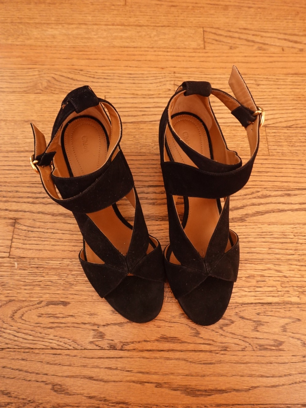 Chloe Black Suede Strappy Women’s Sandals - 10